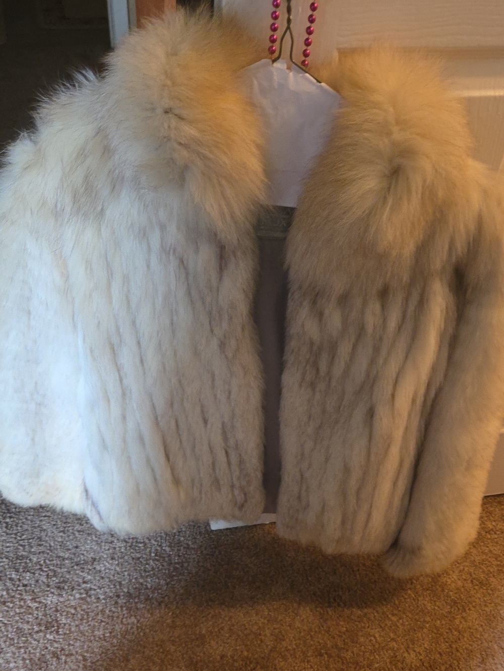 Women's Cream Fur Jacket - Luxurious Short Coat
